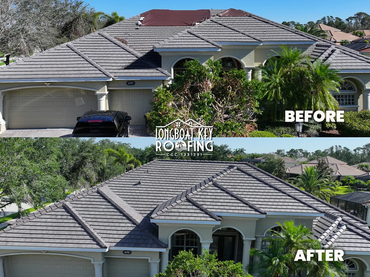 Crown Windsor Shake roof repair 5-16-25 before and after