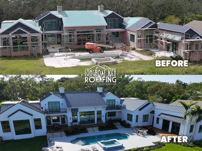 New Construction Roof Installation Siesta Key FL Aluminum Standing Seam and Flat BEFORE & AFTER