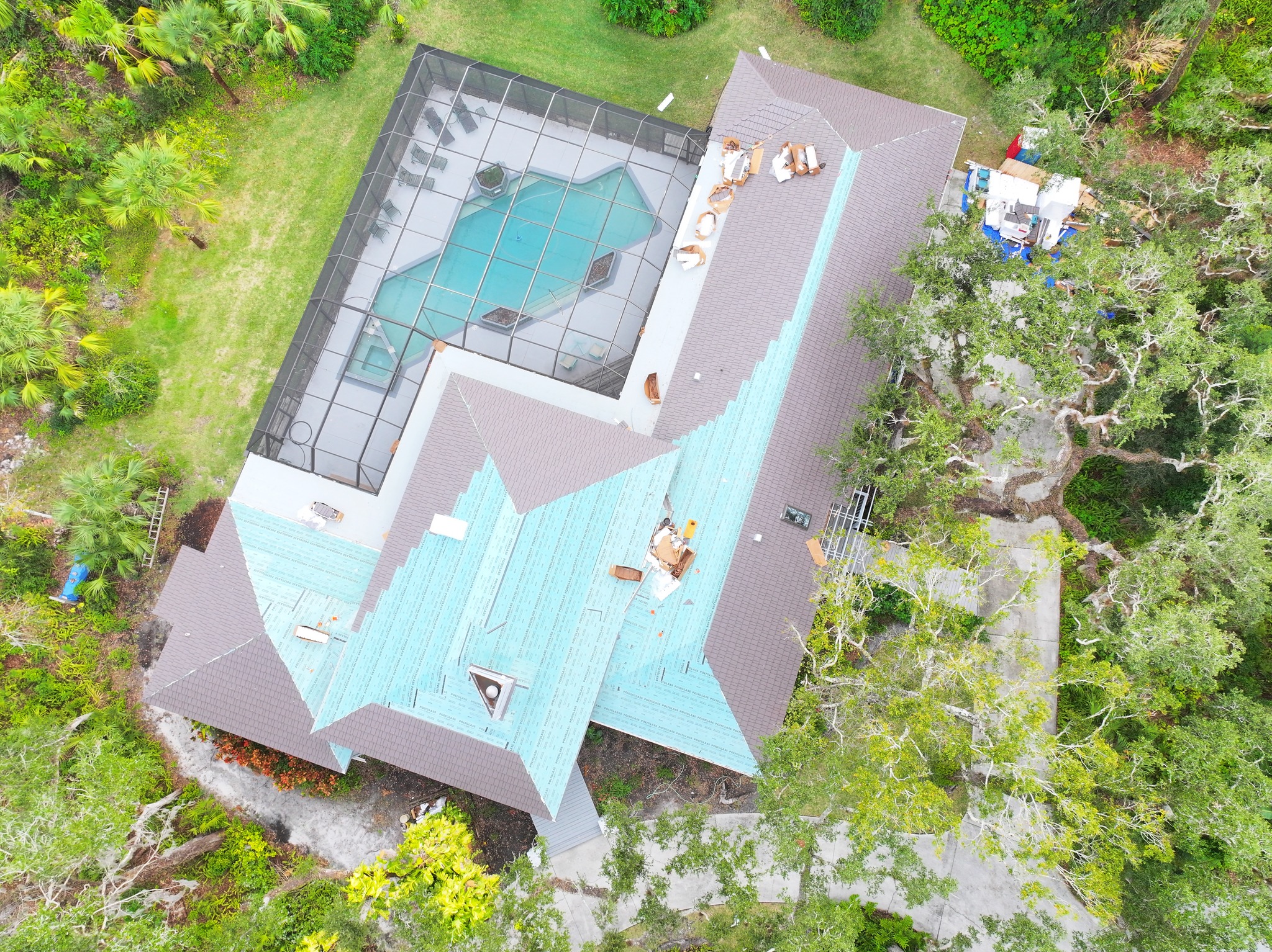 residential metal roof replacement in progress