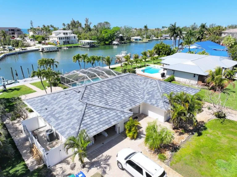 tile roof replacement on water with pool